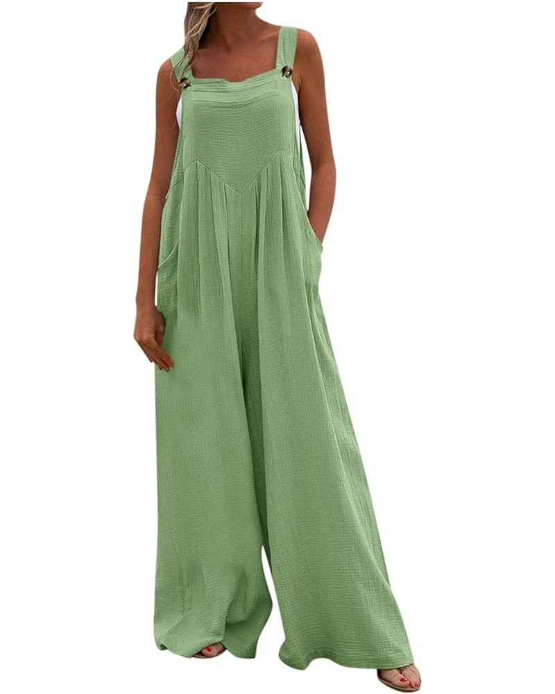 Rompers for Women Dressy, 2023 Summer Casual Wide Leg Jumpsuit Loose Fit Pants Pleated Lounge Overalls Outfits A-green $14.25...