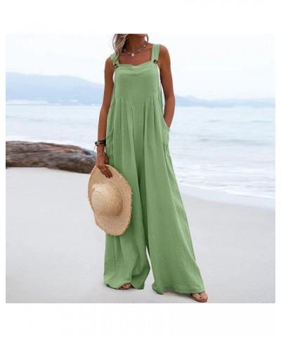 Rompers for Women Dressy, 2023 Summer Casual Wide Leg Jumpsuit Loose Fit Pants Pleated Lounge Overalls Outfits A-green $14.25...