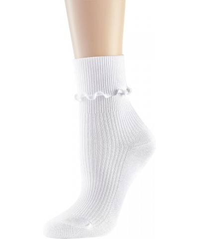 Womens Socks Cute Ruffle Socks Cotton Turn-Cuff Frilly Crew Socks Slouch Casual Socks for Women 1 Pair White $6.95 Activewear