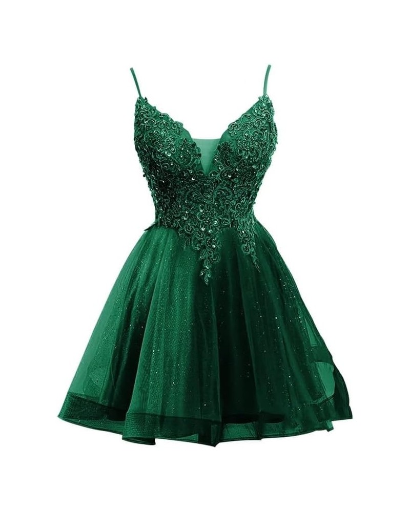 Homecoming Dresses Lace Prom Dress Tulle Cocktail Party Dresses Short Homecoming Dresses for Junior Tulle Dark Green $29.90 D...