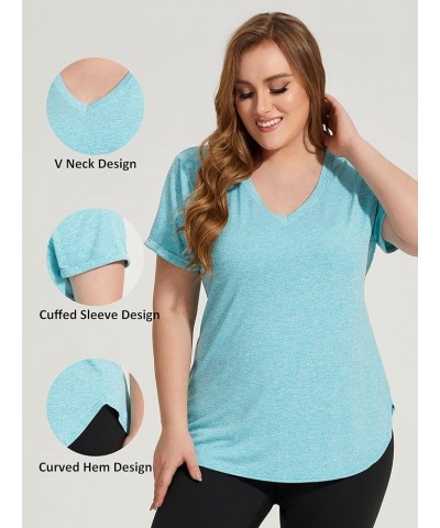 Women's Plus Size Workout Tops Short Sleeve Shirts Sport Tee Clothing Loose Fit Athletic Yoga Running Summer Shirts Cc-blue $...