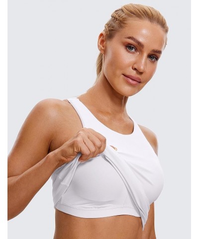 Butterluxe Womens Racerback High Neck Tank Top - with Built in Bra Workout Padded Yoga Athletic Camisole White $18.13 Activewear