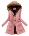 Women's Long Military Parka Jackets Fleece Thicken Puffer Coat Winter Warm Zip Up Jacket with Faux Fur Hood Light Pink $12.99...