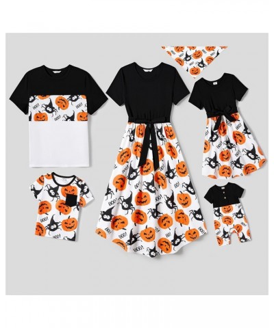 Family Matching Outfits Short Sleeve Belted Spliced Pattern Print Dresses and Casual T-Shirts Matching Sets Men Halloween $12...