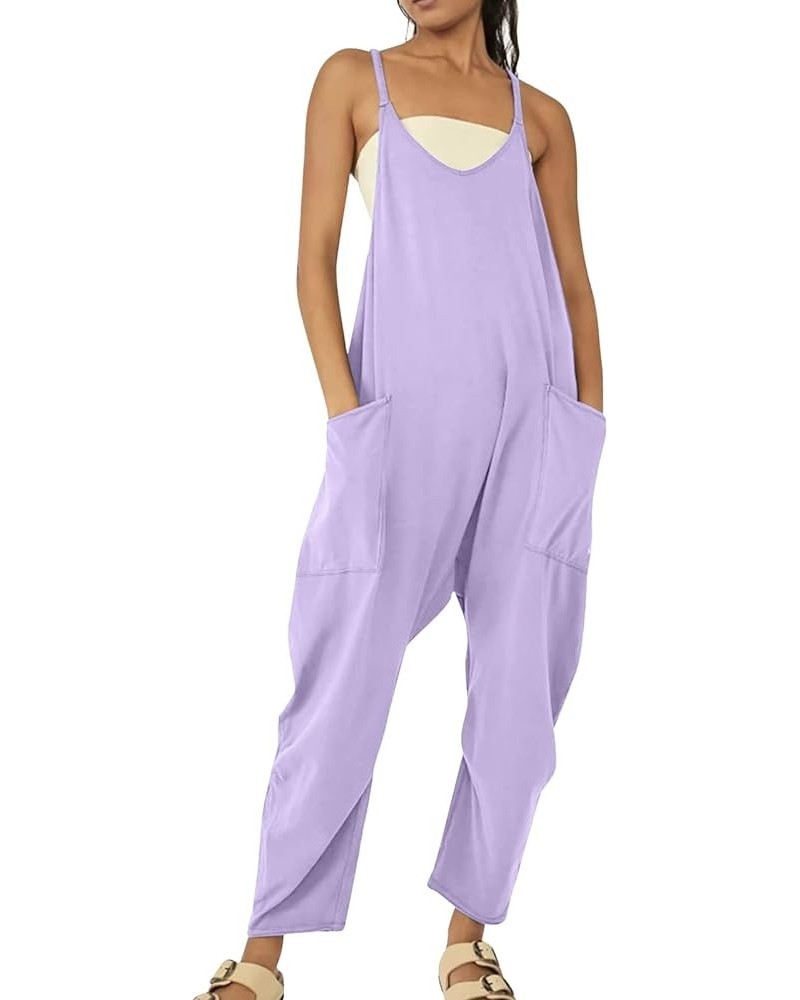 Rompers for Women Summer Womens Baggy Adjustable Suspender Overall Jumpsuit Harem Romper with Pockets Z-1-purple1 $5.71 Overalls