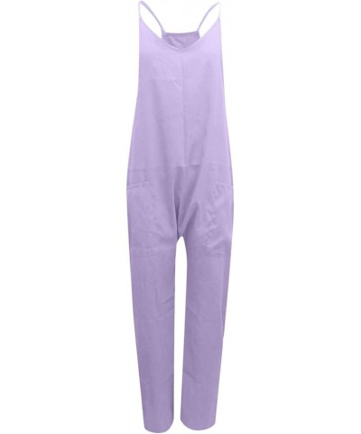 Rompers for Women Summer Womens Baggy Adjustable Suspender Overall Jumpsuit Harem Romper with Pockets Z-1-purple1 $5.71 Overalls