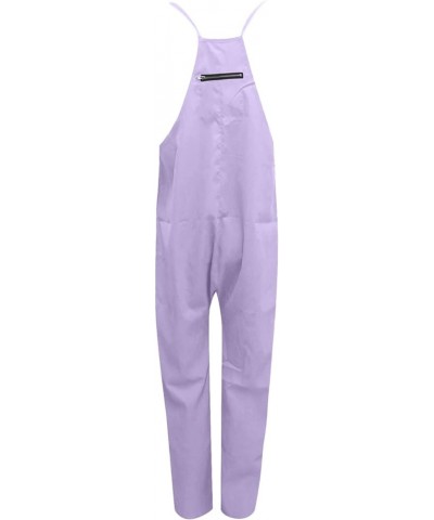 Rompers for Women Summer Womens Baggy Adjustable Suspender Overall Jumpsuit Harem Romper with Pockets Z-1-purple1 $5.71 Overalls