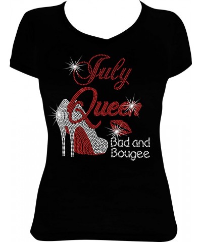 Bad and Bougee Birthday Queen Bling Rhinestone Shirt July-red $14.50 T-Shirts