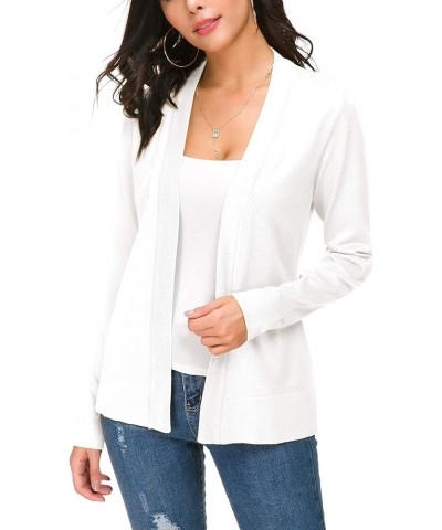 Women's Knit Cardigan Open Front Sweater Coat Long Sleeve White $19.18 Sweaters