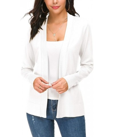 Women's Knit Cardigan Open Front Sweater Coat Long Sleeve White $19.18 Sweaters