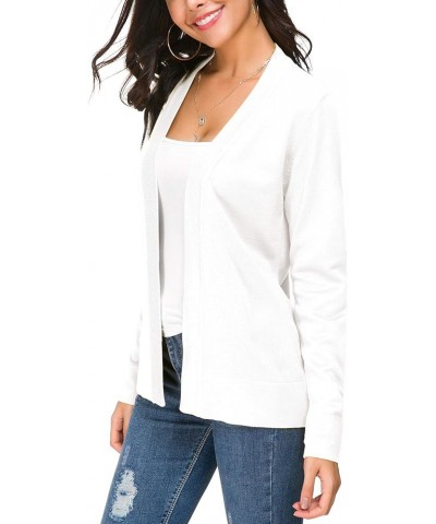 Women's Knit Cardigan Open Front Sweater Coat Long Sleeve White $19.18 Sweaters