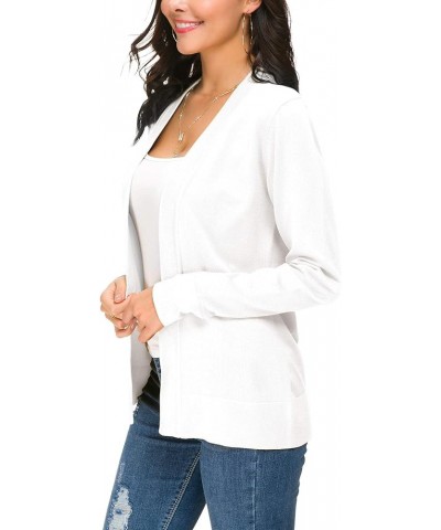 Women's Knit Cardigan Open Front Sweater Coat Long Sleeve White $19.18 Sweaters