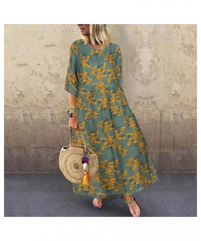 Women's Summer 2024 Casual Sleeveless Crewneck Tank Dress Swing Sundress Flowy Tiered Maxi Beach Floral Print Dresses Green04...