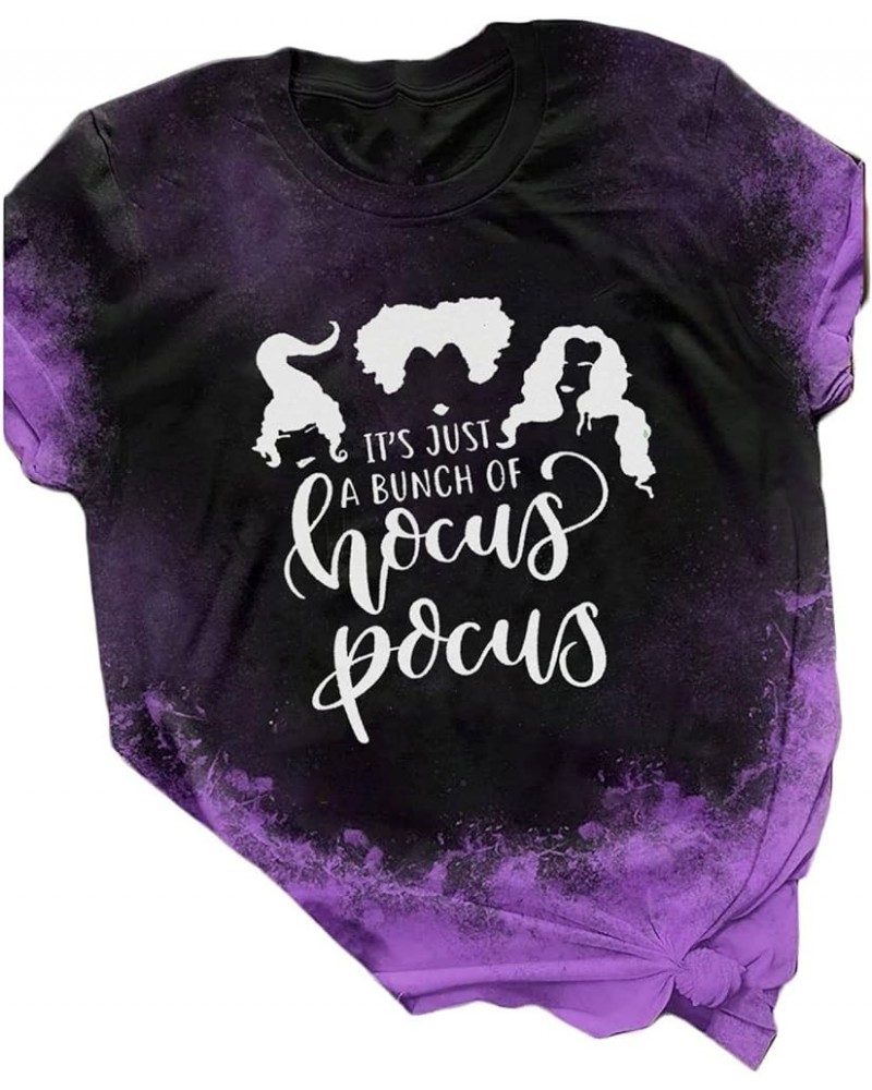 Hocus Pocus T-Shirt Funny Halloween Teacher Graphic Tee Shirt for Women Short Sleeve T Shirts Purple Black $8.24 T-Shirts