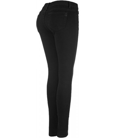 Women's Stretchy 5 Pocket Dark Acid Wash Skinny Jeans Black $16.85 Jeans