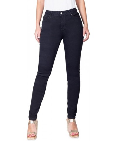 Women's Stretchy 5 Pocket Dark Acid Wash Skinny Jeans Black $16.85 Jeans