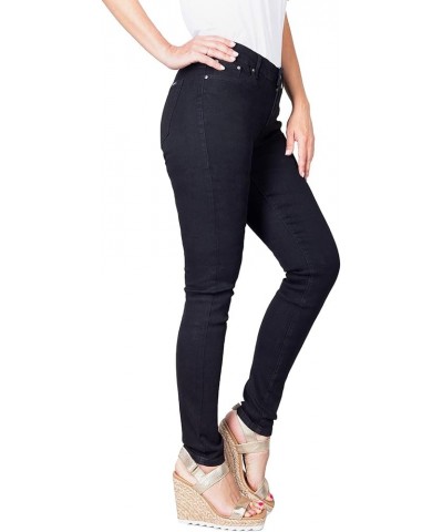 Women's Stretchy 5 Pocket Dark Acid Wash Skinny Jeans Black $16.85 Jeans