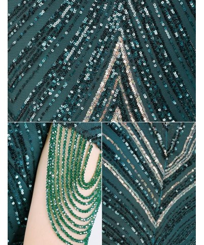 Women 1920s Plus Size Formal Dress Tassels Sleeve Sequins Gatsby Maxi Evening Gown B-green $33.11 Dresses