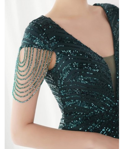 Women 1920s Plus Size Formal Dress Tassels Sleeve Sequins Gatsby Maxi Evening Gown B-green $33.11 Dresses