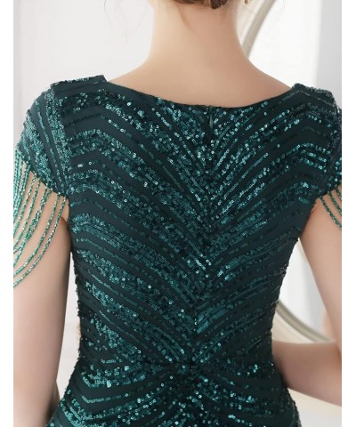 Women 1920s Plus Size Formal Dress Tassels Sleeve Sequins Gatsby Maxi Evening Gown B-green $33.11 Dresses