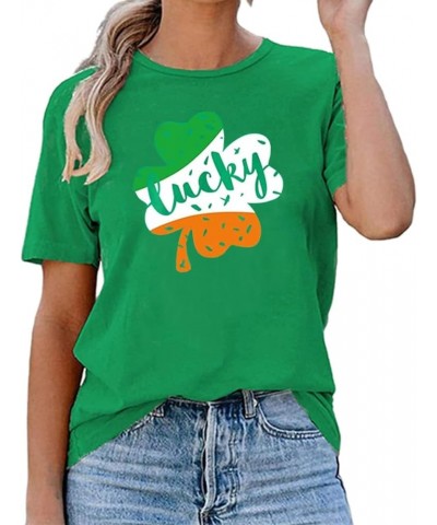 Womens St Patrick's Day Shirt Comfy Soft Cotton Shamrock Shirt 03green $8.40 T-Shirts