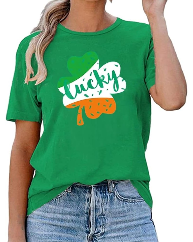 Womens St Patrick's Day Shirt Comfy Soft Cotton Shamrock Shirt 03green $8.40 T-Shirts