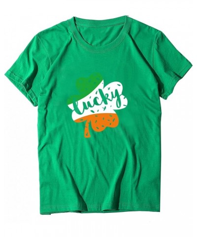 Womens St Patrick's Day Shirt Comfy Soft Cotton Shamrock Shirt 03green $8.40 T-Shirts