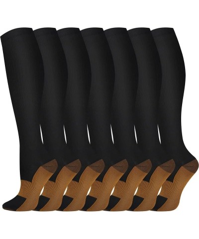 Compression Socks, (7 Pairs) for Men & Women 15-20 mmHg is Best for Athletics, Running, Flight Travel, Support Multicoloured ...