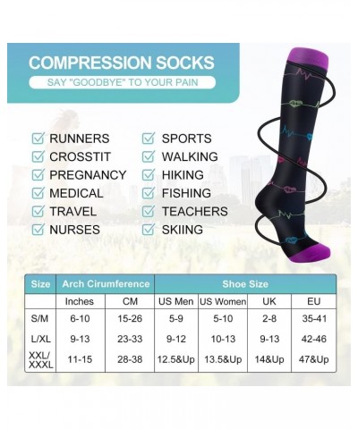 Compression Socks, (7 Pairs) for Men & Women 15-20 mmHg is Best for Athletics, Running, Flight Travel, Support Multicoloured ...