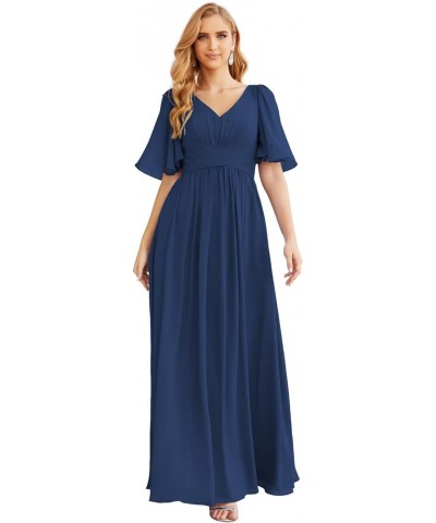 Chiffon Bridesmaid Dresses for Women Wedding Long Party Prom Dress Navy $58.76 Dresses