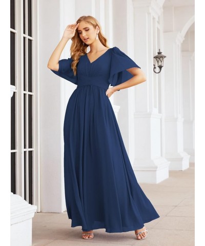 Chiffon Bridesmaid Dresses for Women Wedding Long Party Prom Dress Navy $58.76 Dresses