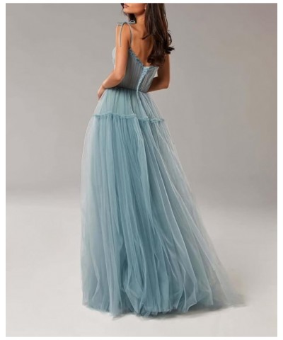 Spaghetti Straps Prom Dresses Tulle Long Formal Evening Party Gowns for Women Backless Bridesmaid Dress A-Line Blush $34.44 D...