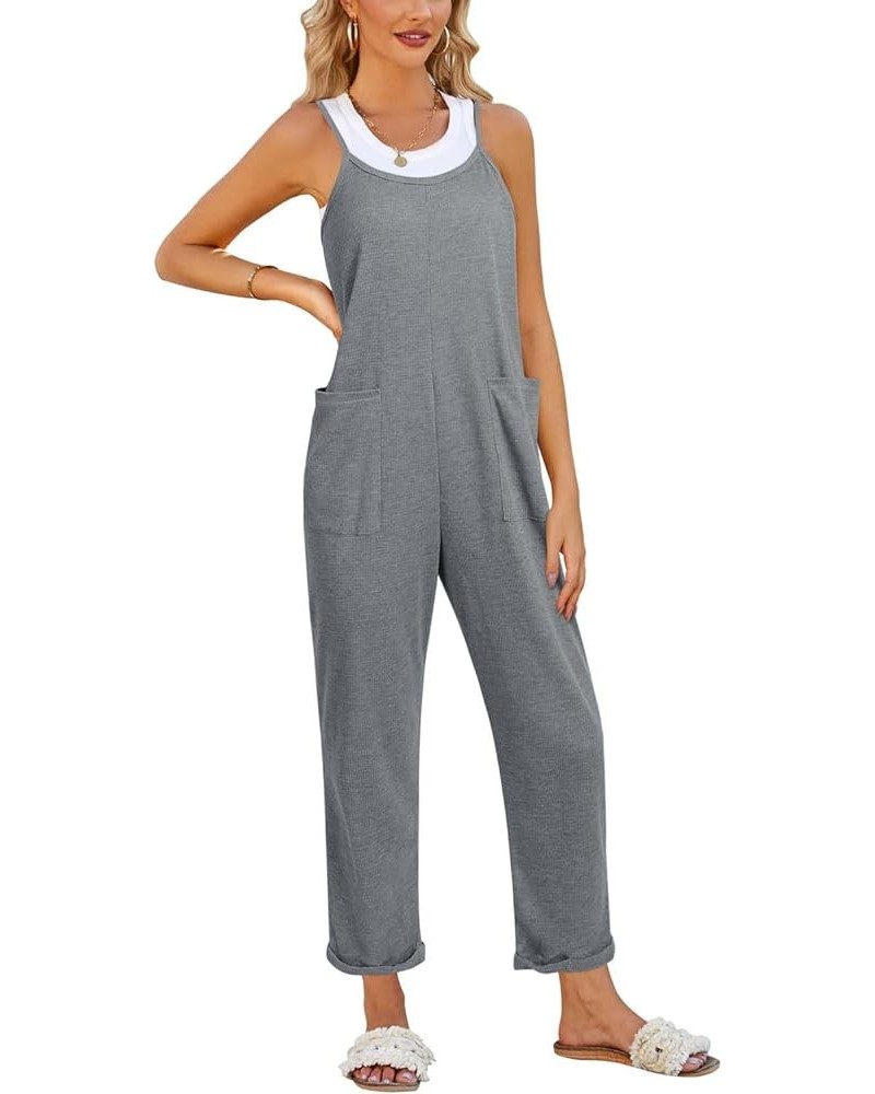 Women 2024 Fashion Jumpsuit Loose Spaghetti Strap Spring Overalls Jumpers Romper with Pockets Grey $18.87 Overalls