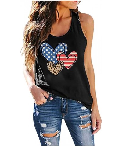 Racer Back Tank Tops Womens 4th of July Workout Tank Top Summer Loose Fit American Flag Shirts Cooling Racerback Tanks H6_bla...