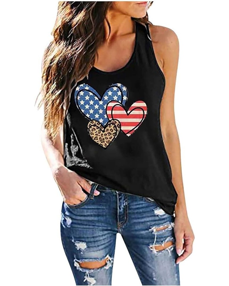 Racer Back Tank Tops Womens 4th of July Workout Tank Top Summer Loose Fit American Flag Shirts Cooling Racerback Tanks H6_bla...