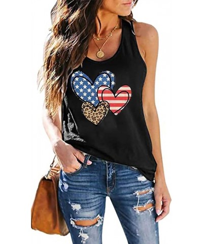 Racer Back Tank Tops Womens 4th of July Workout Tank Top Summer Loose Fit American Flag Shirts Cooling Racerback Tanks H6_bla...