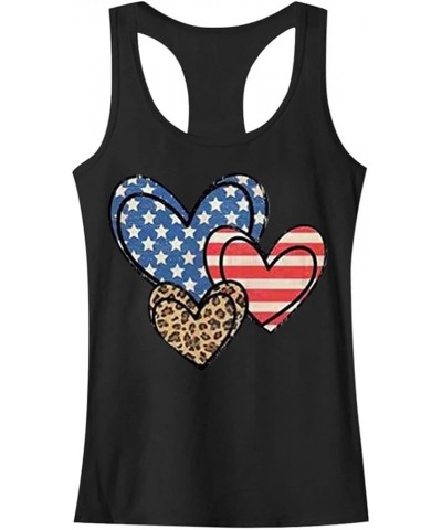 Racer Back Tank Tops Womens 4th of July Workout Tank Top Summer Loose Fit American Flag Shirts Cooling Racerback Tanks H6_bla...