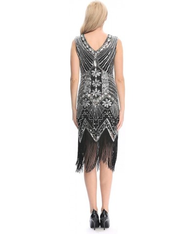 20s Flapper Gatsby Charleston Sequin Bead Evening Cocktail Prom Dress Silver $19.03 Dresses