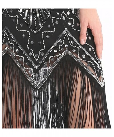 20s Flapper Gatsby Charleston Sequin Bead Evening Cocktail Prom Dress Silver $19.03 Dresses