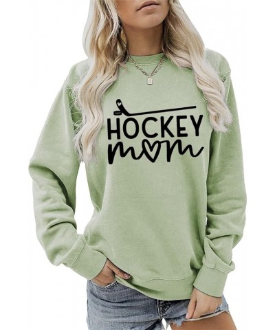 Hockey Mom Sweatshirt Ice Hockey Graphic Sweatshirt Women Long Sleeve Crewneck Sport Mama Game Day Pullover Tops Light Green ...