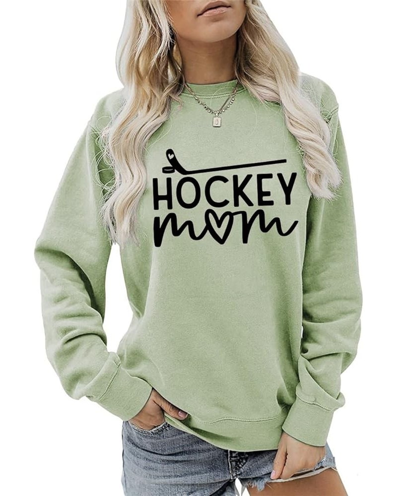 Hockey Mom Sweatshirt Ice Hockey Graphic Sweatshirt Women Long Sleeve Crewneck Sport Mama Game Day Pullover Tops Light Green ...