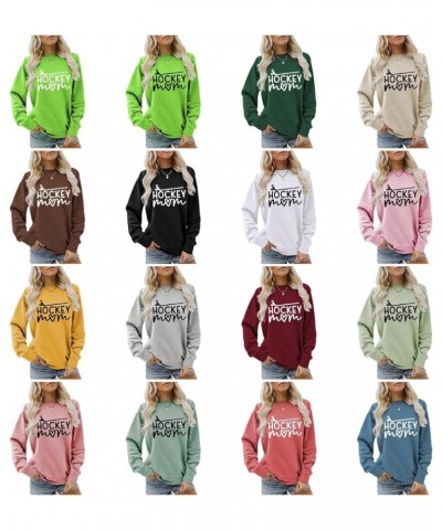 Hockey Mom Sweatshirt Ice Hockey Graphic Sweatshirt Women Long Sleeve Crewneck Sport Mama Game Day Pullover Tops Light Green ...