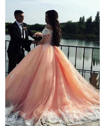 Off Shoulder Quinceanera Dresses Ball Gowns for Women 2022 Lace Puffy Tulle Long Prom Dresses with Train Navy Blue $42.90 Dre...