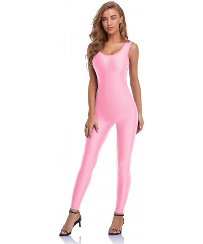 Women's One Piece Bodycon Jumpsuit Tank Romper Spandex Unitard Bodysuit for Workout, Yoga, Sexy Catsuit Pink $14.49 Jumpsuits