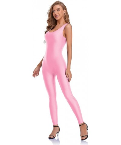 Women's One Piece Bodycon Jumpsuit Tank Romper Spandex Unitard Bodysuit for Workout, Yoga, Sexy Catsuit Pink $14.49 Jumpsuits