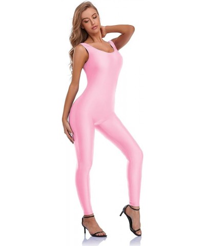 Women's One Piece Bodycon Jumpsuit Tank Romper Spandex Unitard Bodysuit for Workout, Yoga, Sexy Catsuit Pink $14.49 Jumpsuits