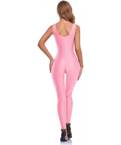 Women's One Piece Bodycon Jumpsuit Tank Romper Spandex Unitard Bodysuit for Workout, Yoga, Sexy Catsuit Pink $14.49 Jumpsuits