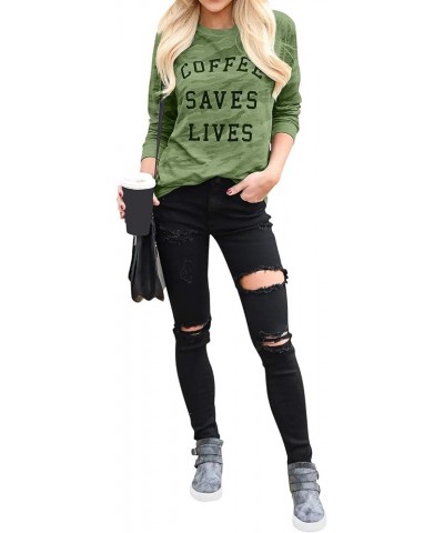 Womens Coffee Saying T-Shirt Graphic Tees Shirt Summer Short Sleeve Casual Tops B3-green $7.50 T-Shirts