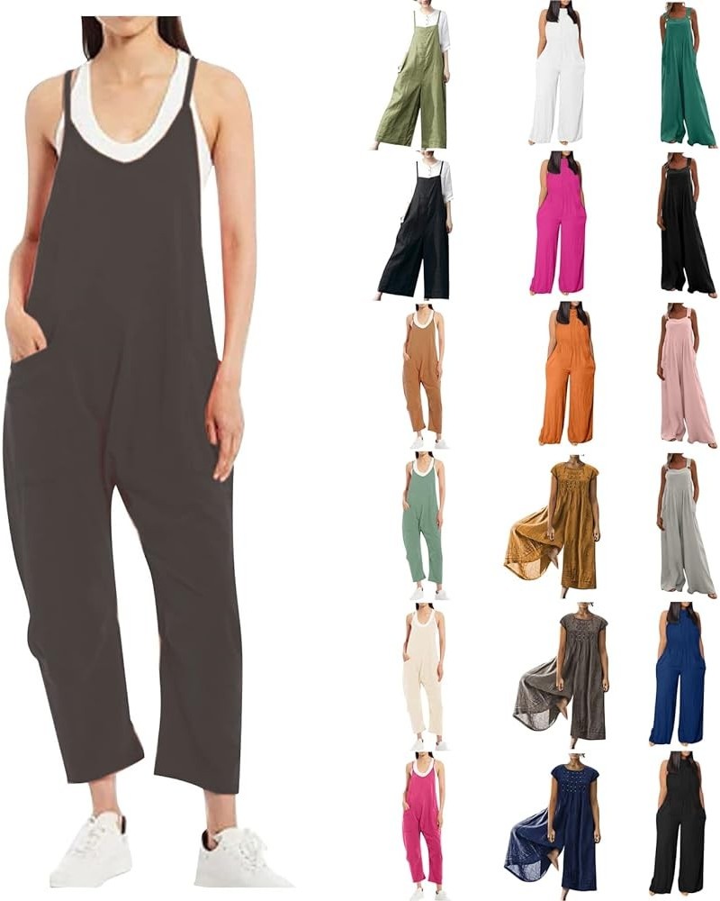 Rompers For Women 2023 Summer Dressy Casual Fashion Wide Leg Loose Plus Size Lounge Jumpsuit Overalls With Pockets A1 Black $...