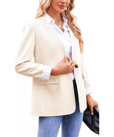 Womens Casual Work Blazers Collarless Open Front Long Sleeve Business Office Blazer Jackets Without Ribbons Beige $13.95 Blazers